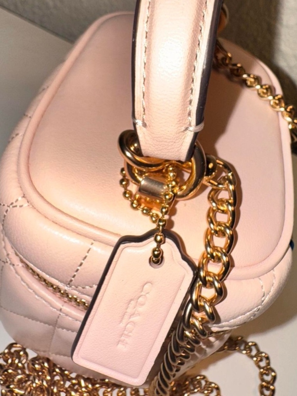 Coach Ava Quilted Pink Leather / Gold Hardware Mini Vanity Crossbody Bag - Picture 2 of 4